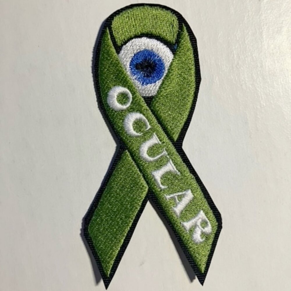 Ocular Cancer Awareness Ribbon embroidered patch. Too many loved ones lost to it